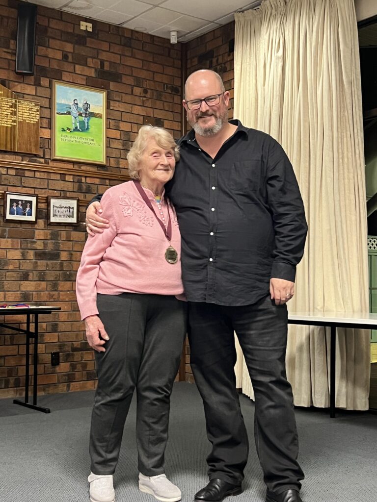 Winner of the Jack McFarlane Medal - Faye Richie with President Gian Pianzzola